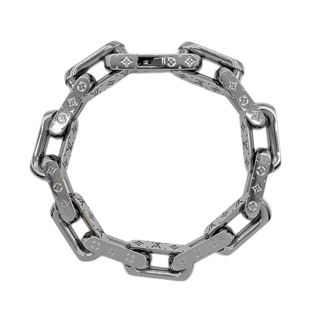 LOUIS VUITTON Silver Monogram Charm Bracelet